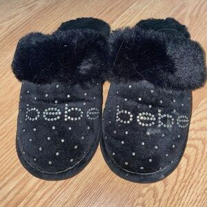 Bebe Black Slippers with Plush Comfort